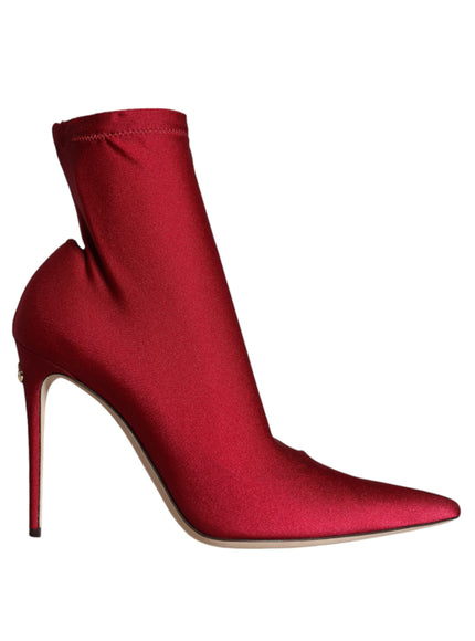 Dolce & Gabbana Stretch Stilettos Ankle Boots In Red