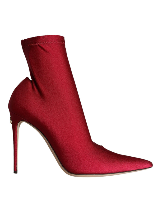 Dolce & Gabbana Stretch Stilettos Ankle Boots In Red