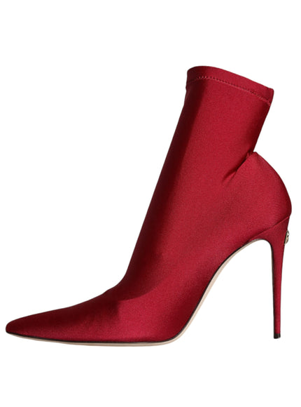 Dolce & Gabbana Stretch Stilettos Ankle Boots In Red