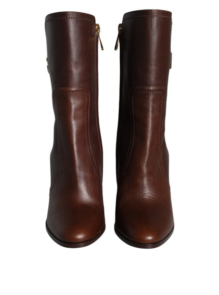 Dolce & Gabbana DG Logo Mid Calf Leather Boots