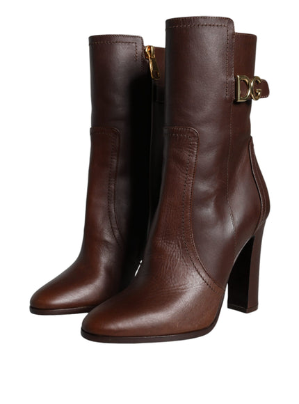 Dolce & Gabbana DG Logo Mid Calf Leather Boots