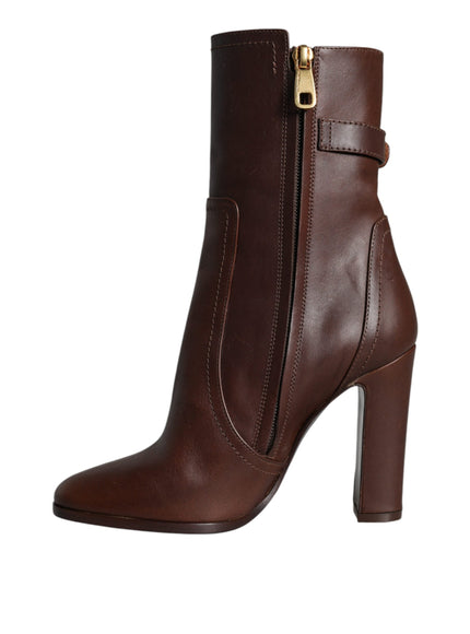 Dolce & Gabbana DG Logo Mid Calf Leather Boots