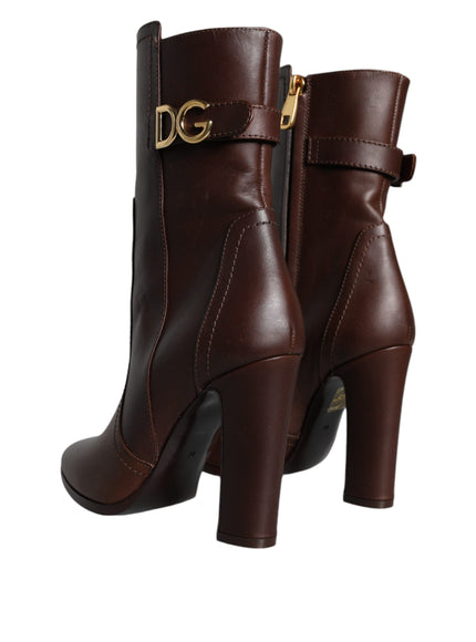 Dolce & Gabbana DG Logo Mid Calf Leather Boots