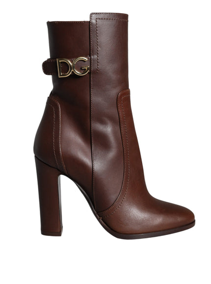 Dolce & Gabbana DG Logo Mid Calf Leather Boots