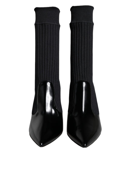 Dolce & Gabbana Black Stretch Sock Stilettos Booties