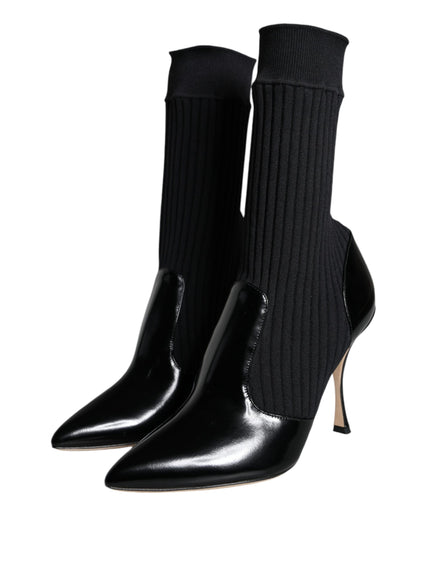 Dolce & Gabbana Black Stretch Sock Stilettos Booties