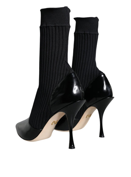 Dolce & Gabbana Black Stretch Sock Stilettos Booties