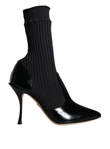 Dolce & Gabbana Black Stretch Sock Stilettos Booties