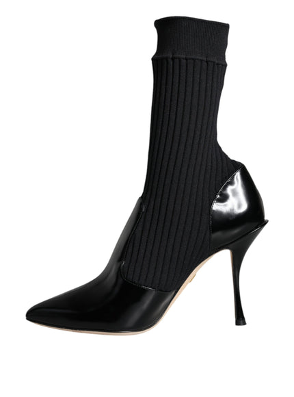 Dolce & Gabbana Black Stretch Sock Stilettos Booties