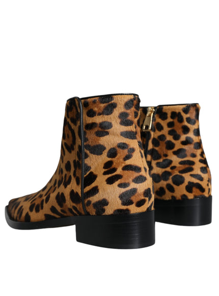 Dolce & Gabbana Leopard Calf Fur Ankle Boots