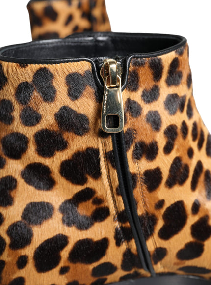 Dolce & Gabbana Leopard Calf Fur Ankle Boots