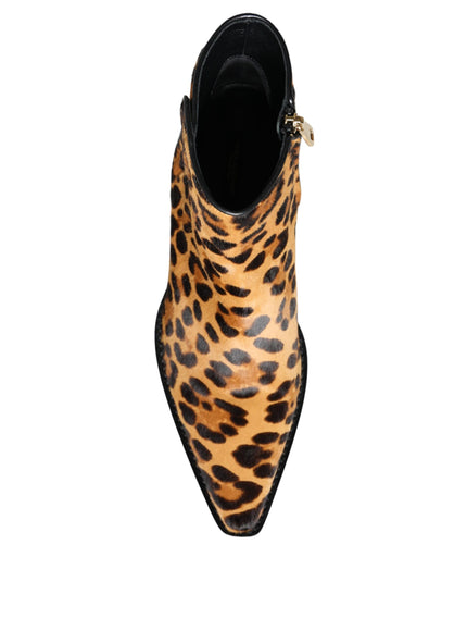 Dolce & Gabbana Leopard Calf Fur Ankle Boots