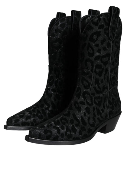 Dolce & Gabbana Leopard Cowboy Mid Calf Boots