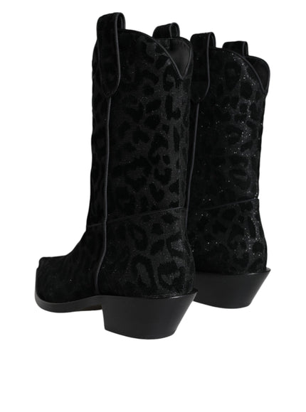 Dolce & Gabbana Leopard Cowboy Mid Calf Boots