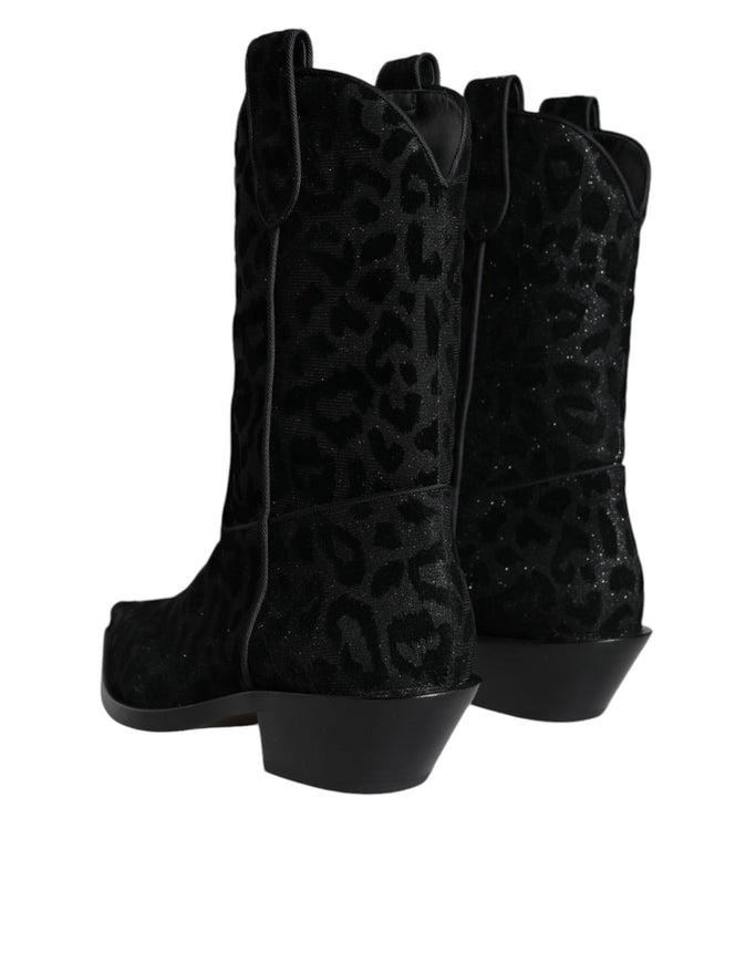 Dolce & Gabbana Leopard Cowboy Mid Calf Boots