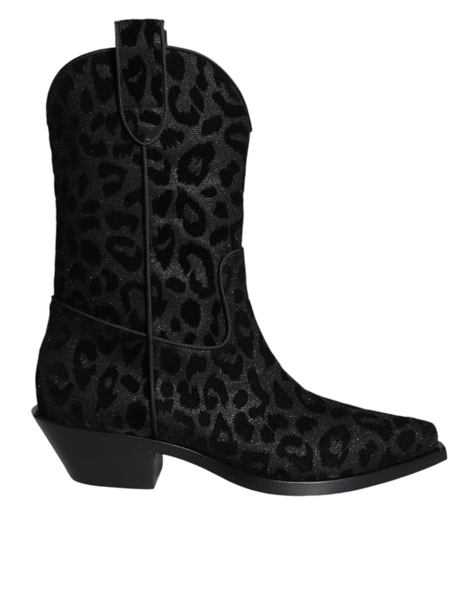 Dolce & Gabbana Leopard Cowboy Mid Calf Boots