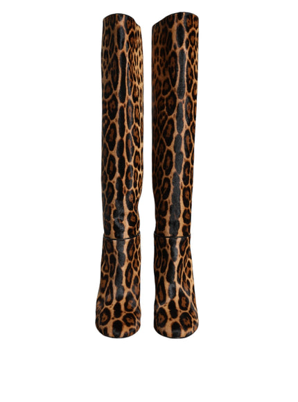 Dolce & Gabbana Beige Leopard Knee High Boots