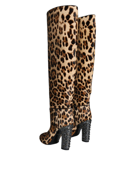 Dolce & Gabbana Beige Leopard Knee High Boots