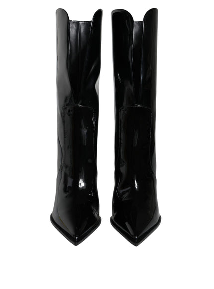 Dolce & Gabbana Mid Calf Boots In Patent Leather