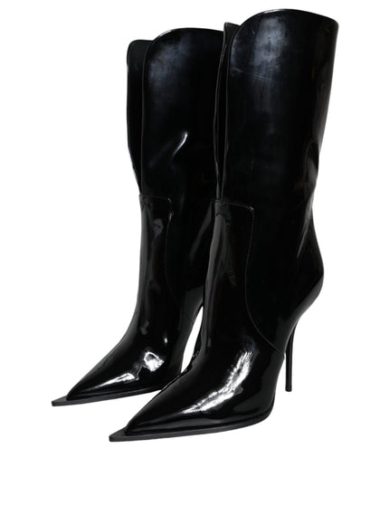 Dolce & Gabbana Mid Calf Boots In Patent Leather