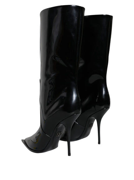 Dolce & Gabbana Mid Calf Boots In Patent Leather