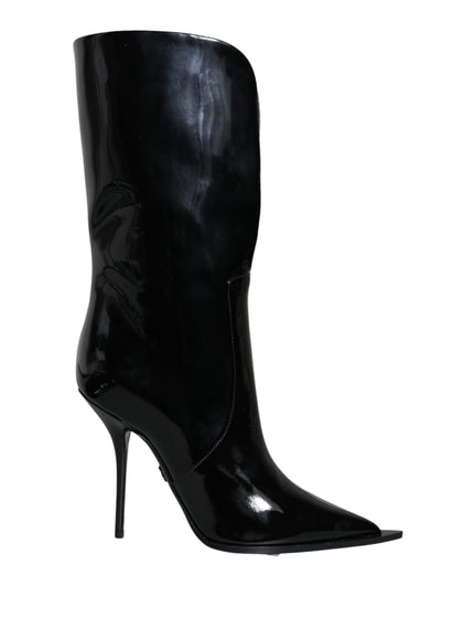 Dolce & Gabbana Mid Calf Boots In Patent Leather