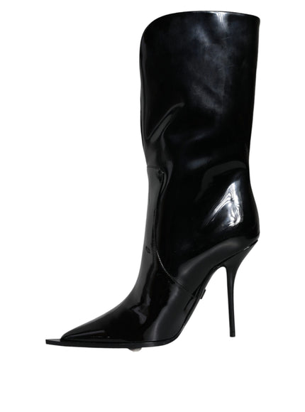 Dolce & Gabbana Mid Calf Boots In Patent Leather