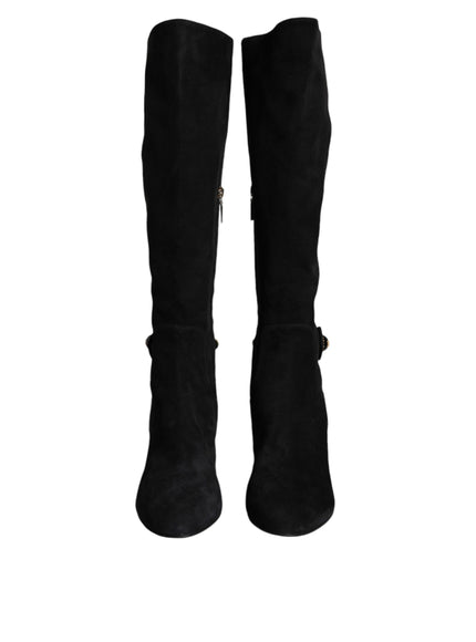 Dolce & Gabbana Suede Leather Logo Knee High Boots