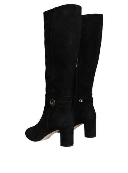 Dolce & Gabbana Suede Leather Logo Knee High Boots