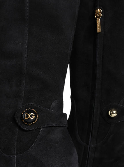 Dolce & Gabbana Suede Leather Logo Knee High Boots