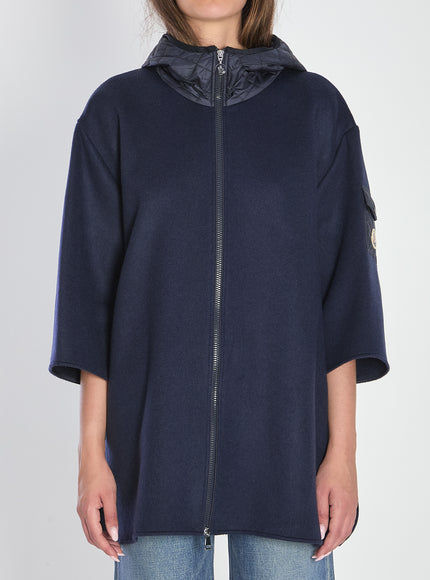 Moncler Hooded Wool Cape QT Blue