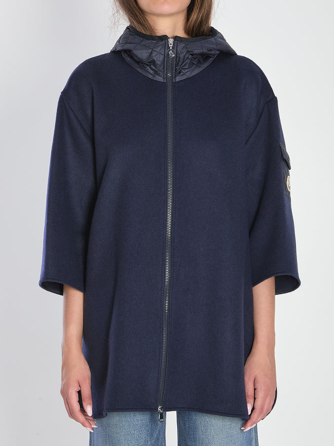 Moncler Hooded Wool Cape QT Blue