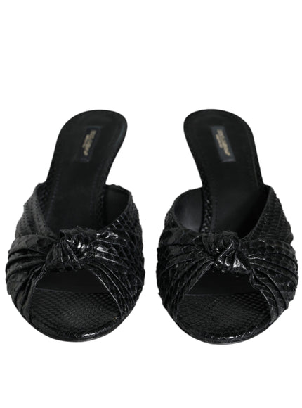 Dolce & Gabbana Black Python Leather Sandals