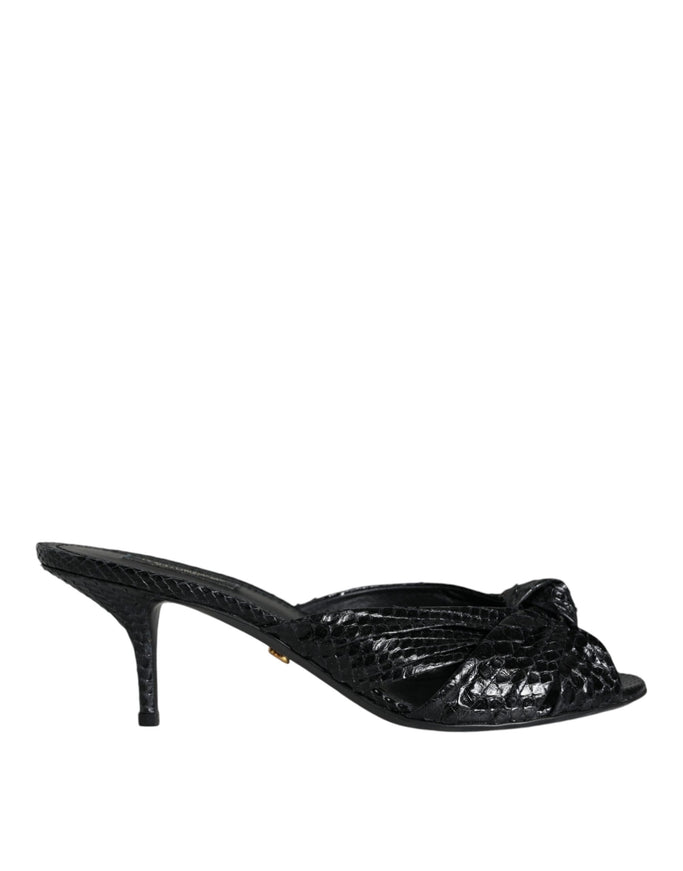 Dolce & Gabbana Black Python Leather Sandals