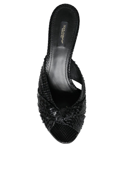 Dolce & Gabbana Black Python Leather Sandals