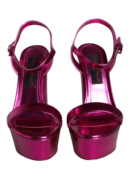 Dolce & Gabbana Fuchsia Platform Logo Sandals