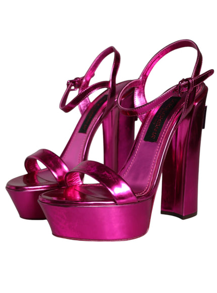 Dolce & Gabbana Fuchsia Platform Logo Sandals