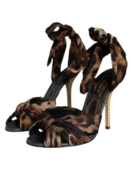 Dolce & Gabbana Brown Ankle Strap Leopard Sandals