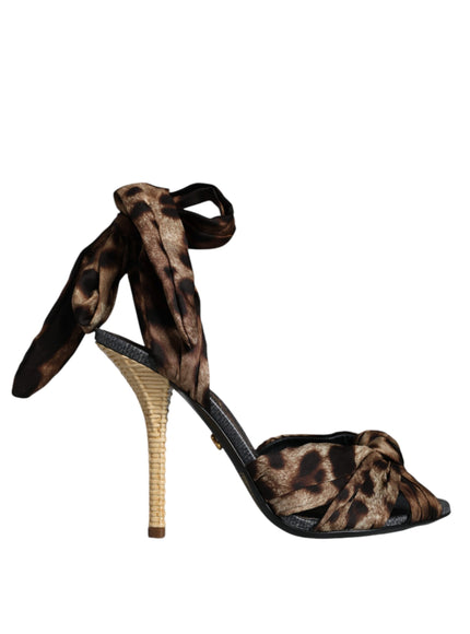 Dolce & Gabbana Brown Ankle Strap Leopard Sandals