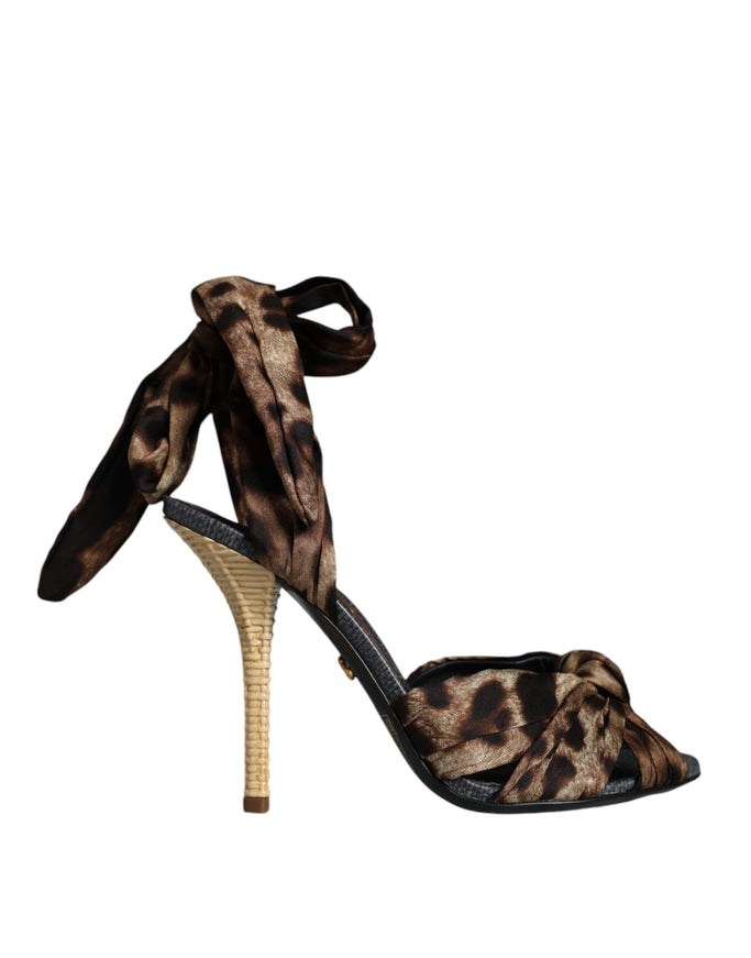 Dolce & Gabbana Brown Ankle Strap Leopard Sandals