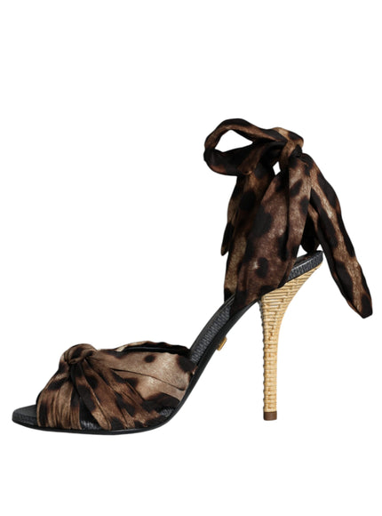 Dolce & Gabbana Brown Ankle Strap Leopard Sandals