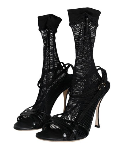 Dolce & Gabbana Mesh Stiletto Ankle Sandals