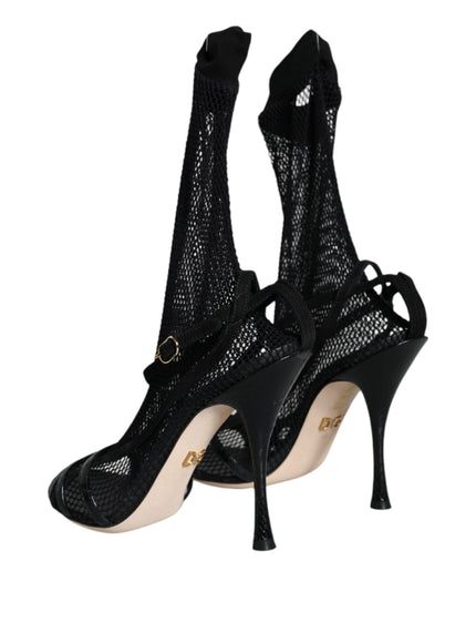 Dolce & Gabbana Mesh Stiletto Ankle Sandals