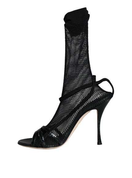 Dolce & Gabbana Mesh Stiletto Ankle Sandals