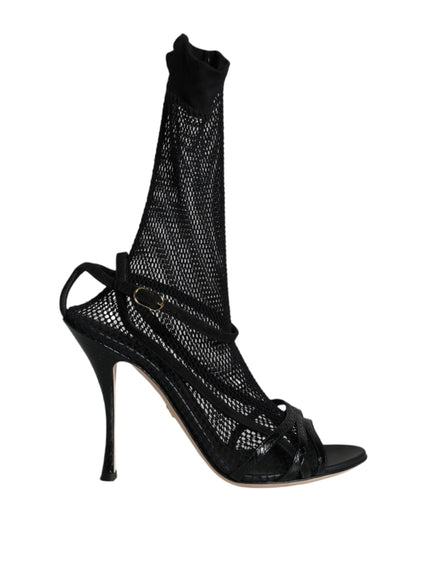 Dolce & Gabbana Mesh Stiletto Ankle Sandals