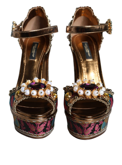 Dolce & Gabbana Jacquard Embellished Keira Sandals