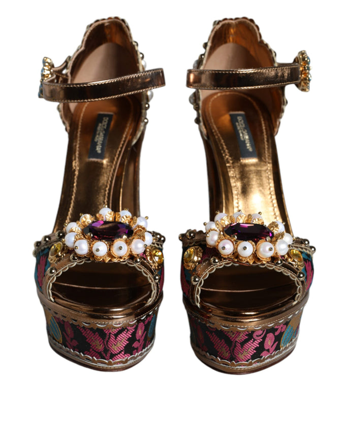 Dolce & Gabbana Jacquard Embellished Keira Sandals