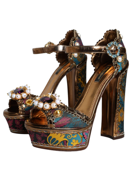 Dolce & Gabbana Jacquard Embellished Keira Sandals