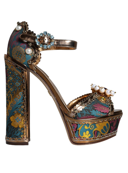 Dolce & Gabbana Jacquard Embellished Keira Sandals