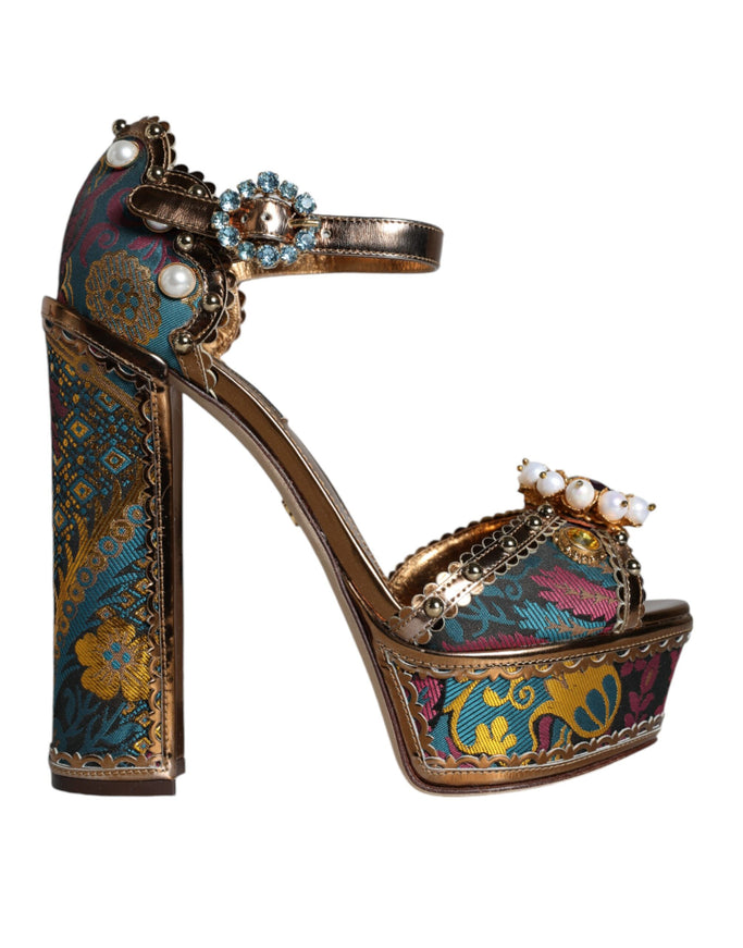 Dolce & Gabbana Jacquard Embellished Keira Sandals